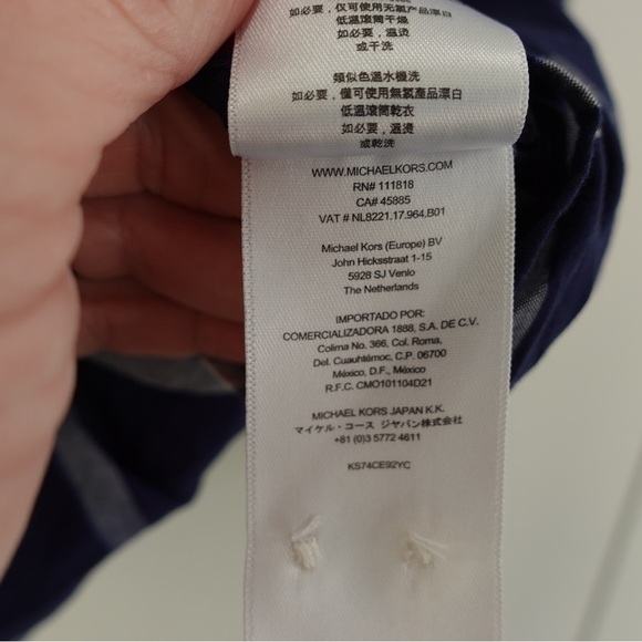 Michael Kors Sz XL Tailored Classic Fit Plaid LS Button Down Dress Shirt Navy - Picture 10 of 11